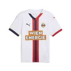 Męska koszulka wyjazdowa SK Rapid Wiedeń 24/25 PUMA White Red Navy Blue. Białe t-shirty sportowe męskie Puma, m, bez ramiączek, do piłki nożnej. W wyprzedaży za 229.00 zł.
