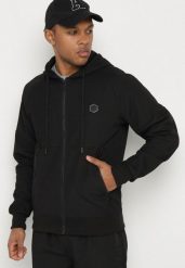 Czarna Bluza z Kapturem z Ozdobną Aplikacją Napolene. Czarne bluzy z kapturem męskie Born2be, l, z jeansu. Za 89.99 zł.