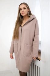Bluza ocieplana rozpinana z dłuższym tyłem beżowa. Brązowe bluzy z kapturem damskie KESI, l, z bawełny. Za 218.51 zł.