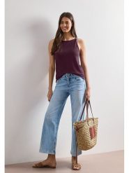 Street One Top w kolorze ciemnofioletowym rozmiar: 38. Różowe topy damskie Street One, z aplikacjami, bez kołnierzyka. Za 84.99 zł.