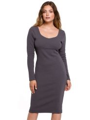 Be Wear Sukienka w kolorze antracytowym rozmiar: L. Czarne sukienki damskie Be Wear, l, bez wzorów, bez kołnierzyka, bez ramiączek, midi. Za 83.22 zł.