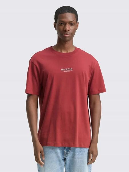 T-SHIRT MĘSKI TOM TAILOR relaxed printed, burnt russet, L. Czerwone t-shirty męskie Tom Tailor, l, bez wzorów, z bawełny, bez kołnierzyka. Za 181.97 zł.