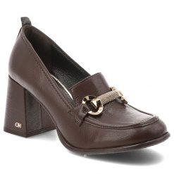 Brązowe Półbuty Chebello Eleganckie Obuwie Damskie. Brązowe półbuty damskie CheBello, bez wzorów, ze skóry, biznesowe, bez obcasa, na obcasie. Za 458.99 zł.