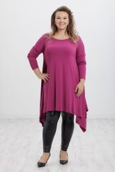 Asymetryczna tunika Abi w odcieniach fioletu duże rozmiary PLUS SIZE XXL JESIEŃ. Tuniki damskie Moda Size Plus Iwanek, na jesień, plus size, bez wzorów, z dzianiny, klasyczne, z asymetrycznym kołnierzem, plus size, bez ramiączek. W wyprzedaży za 79.90 zł.