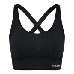 Bezszwowy biustonosz dla kobiet Hummel MT Shine. Czarne biustonosze HUMMEL, bez wzorów. Za 154.50 zł.