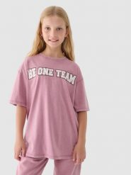 4F T-shirt z nadrukiem dziewczęcy - różowy 146 (10-11 lat). Czerwone koszulki dziewczęce 4f, bez wzorów, z bawełny, bez ramiączek. W wyprzedaży za 19.99 zł.