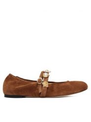 Stuart Weitzman Baleriny Socharming Mary Jane SN125 Brązowy. Brązowe baleriny damskie Stuart Weitzman, bez wzorów, ze skóry, bez obcasa. Za 2,079.00 zł.