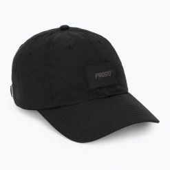 Czapka z daszkiem PROSTO Jacquard. Czarne czapki męskie Prosto., bez wzorów, z materiału. Za 94.99 zł.