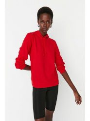 Trendyol Bluza w kolorze czerwonym rozmiar: M. Czerwone bluzy z kapturem damskie Trendyol, m, z bawełny. Za 48.28 zł.