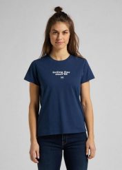 LEE CREW NECK TEE DAMSKI T-SHIRT WASHED BLUE L44OYGLR 112109939. Niebieskie t-shirty damskie Lee, l, bez wzorów, bez kołnierzyka. Za 69.99 zł.