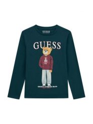 Guess Bluzka L6YI20 K3752 Zielony ciemny Regular Fit. Zielone t-shirty chłopięce Guess, z aplikacjami, z bawełny, bez ramiączek. Za 114.99 zł.