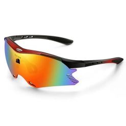 Okulary przeciwsłoneczne UV400 AntiUV Wiatroszczelne. Czerwone okulary przeciwsłoneczne męskie WEST BIKING, z gumy. Za 80.48 zł.