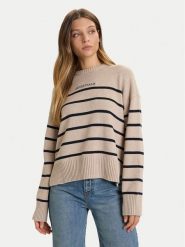 Guess Jeans Sweter W5BR03 Z3HM1 Beżowy Relaxed Fit. Brązowe swetry klasyczne damskie Guess Jeans, xxl, z bawełny, bez kołnierzyka. Za 309.99 zł.