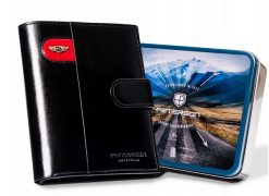 Portfel skórzany Peterson [D] PTN 22310L-VT-E czarny. Czarne portfele męskie Peterson, bez wzorów, ze skóry. Za 108.99 zł.