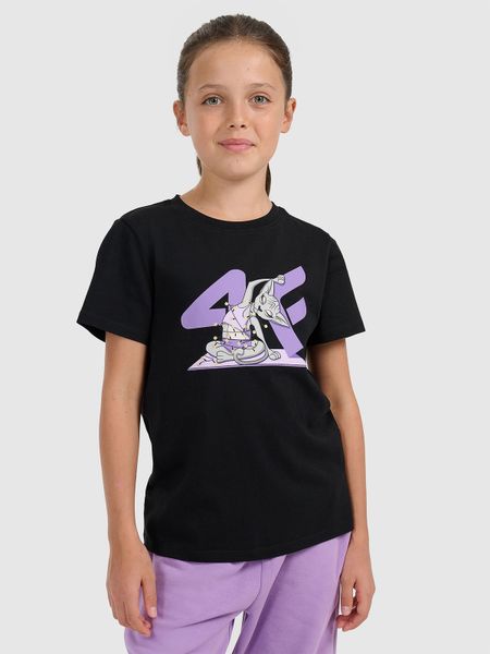 4F T-shirt regular z nadrukiem świątecznym dziewczęcy - czarny 158 (12-13 lat). Czarne koszulki dziewczęce 4f, bez wzorów, z bawełny, bez ramiączek. Za 39.99 zł.
