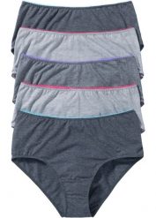 Figi maxi (5 par). Szare figi damskie bonprix, bez wzorów. Za 67.99 zł.