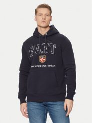 Gant Bluza 2044004 Granatowy Regular Fit. Niebieskie bluzy bez kaptura męskie Gant, m, z bawełny. Za 419.99 zł.