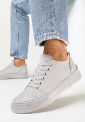 Szare Sznurowane Trampki Przed Kostkę Alaleta. Szare trampki i tenisówki damskie Born2be, bez wzorów, z jeansu, przed kostkę. Za 29.99 zł.