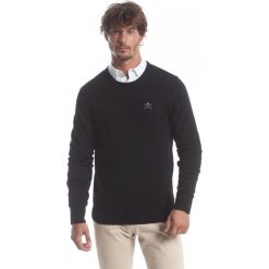 Polo Club C.H.A sweter męski M czarny. Czarne swetry męskie Polo Club C.H..A, m, bez wzorów, bez kołnierzyka. W wyprzedaży za 191.00 zł.