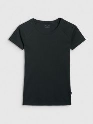 4F T-shirt regular z prążkowanej dzianiny damski - czarny XXL. Czarne t-shirty damskie 4f, xs, bez wzorów, z bawełny, bez kołnierzyka. W wyprzedaży za 39.99 zł.