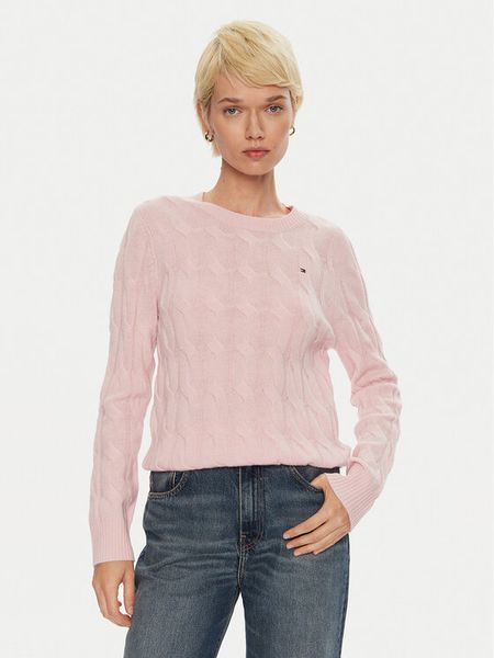 Tommy Hilfiger Sweter WW0WW43586 Różowy Regular Fit. Czerwone swetry klasyczne damskie Tommy Hilfiger, xs, z wełny, bez kołnierzyka. Za 559.99 zł.