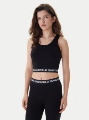 Karl Lagerfeld Jeans Top B1W17048 Czarny Slim Fit. Czarne topy damskie Karl Lagerfeld Jeans, xs, bez wzorów, z bawełny, bez ramiączek. Za 309.99 zł.