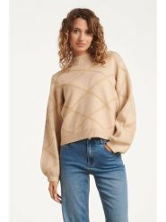 Smashed Lemon Sweter w kolorze beżowym rozmiar: XXL. Brązowe swetry klasyczne damskie Smashed Lemon, xxl, bez kołnierzyka. Za 126.99 zł.