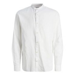 Koszula Jack & Jones letnia mieszanka lnu biała. Białe koszule męskie Jack&Jones, na lato, m, bez wzorów, z bawełny, bez kołnierzyka, bez ramiączek. Za 177.62 zł.