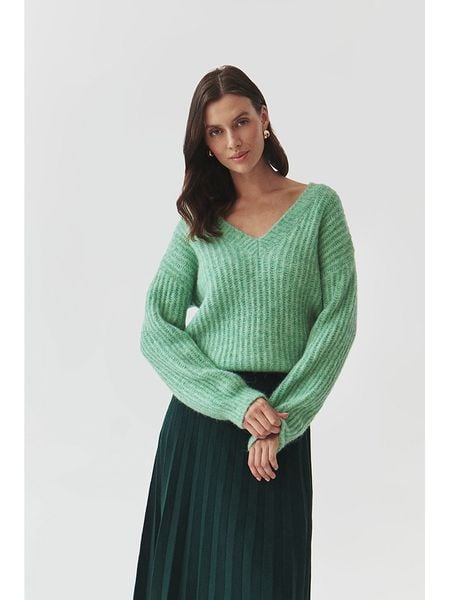 TATUUM Sweter "Aspen" w kolorze jasnozielonym rozmiar: L. Zielone swetry klasyczne damskie Tatuum, l, z wełny, bez kołnierzyka. Za 300.92 zł.