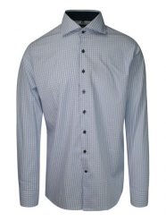 Koszula Męska, Niebieska w Kratkę, Elegancka z Długim Rękawem, 100% Bawełna, Taliowana -CHIAO. Niebieskie koszule męskie Chiao, m, bez wzorów, z bawełny, bez kołnierzyka, bez ramiączek. Za 169.00 zł.