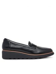 Clarks Półbuty Sharon Pace 26184342 Czarny. Czarne półbuty damskie Clarks, bez wzorów, ze skóry, bez obcasa, na koturnie. Za 279.99 zł.