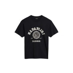Koszulka Napapijri Quito. Czarne t-shirty damskie Napapijri, uniwersalny, bez wzorów, z bawełny, bez kołnierzyka. Za 147.00 zł.