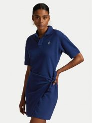 Polo Ralph Lauren Sukienka codzienna 211A88516001 Granatowy Straight Fit. Niebieskie sukienki damskie Polo Ralph Lauren, na co dzień, xs, bez wzorów, z bawełny, bez kołnierzyka, bez ramiączek, proste. Za 669.99 zł.