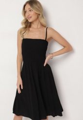 Czarna Wiskozowa Sukienka Rozkloszowana na Ramiączkach Fillanta. Czarne sukienki damskie Born2be, na co dzień, na lato, l, bez wzorów, z wiskozy, eleganckie, bez kołnierzyka, bez ramiączek, midi, proste. W wyprzedaży za 67.99 zł.