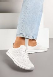 Białe Buty Sportowe ze Skóry Naturalnej ze Skórzaną Wkładką i Perforacją Selili. Białe buty sportowe na co dzień damskie Born2be, bez wzorów, z jeansu. Za 149.99 zł.
