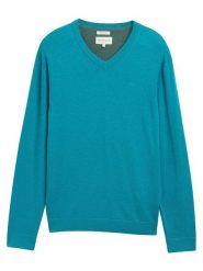Tom Tailor Sweter w kolorze turkusowym rozmiar: XL. Niebieskie swetry męskie Tom Tailor, xl, bez wzorów, z bawełny, bez kołnierzyka. Za 101.23 zł.