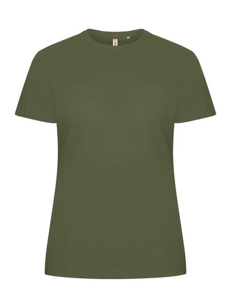 Clique Basic-T Women T-shirt bawełniana, dopasowany krój. Zielone t-shirty damskie CLIQUE, m, bez wzorów, z bawełny, bez kołnierzyka. Za 97.35 zł.