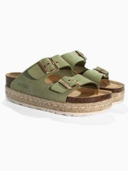 BACKSUN Skórzane klapki "Vada" w kolorze khaki rozmiar: 37. Brązowe klapki damskie Backsun, bez wzorów, bez obcasa. Za 211.31 zł.