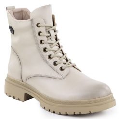 Botki damskie workery ocieplane beżowe Potocki 25-19324. Brązowe botki damskie POTOCKI, z materiału, bez obcasa, bez zapięcia. Za 124.99 zł.