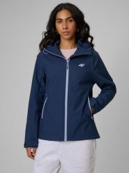 4F Kurtka przejściowa membrana 5000 damska - granatowa XXL. Niebieskie kurtki damskie 4f, na jesień, l, bez wzorów, bez kaptura. Za 299.99 zł.