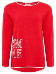 Zwillingsherz Sweter "SMILE" w kolorze czerwonym rozmiar: M. Czerwone swetry klasyczne damskie Zwillingsherz, m, z kaszmiru, bez kołnierzyka. Za 193.70 zł.