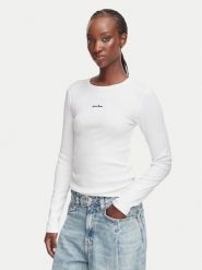 Guess Jeans Bluzka W6YP14 K3821 Biały Slim Fit. Białe bluzki damskie Guess Jeans, xs, z aplikacjami, z bawełny, bez kołnierzyka, bez ramiączek. Za 169.99 zł.