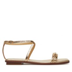 Sandały MICHAEL Michael Kors. Żółte sandały damskie MICHAEL Michael Kors, bez wzorów, ze lnu, bez obcasa, na płaskiej podeszwie. Za 399.99 zł.