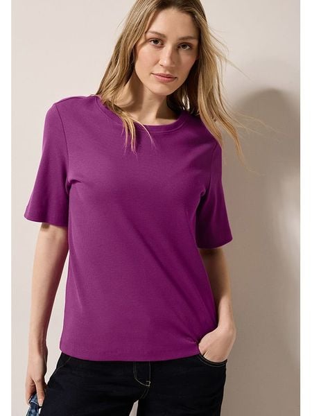 Cecil Koszulka w kolorze fioletowym rozmiar: XL. Różowe bluzki damskie Cecil, xl, bez wzorów, prążkowane, bez kołnierzyka, bez ramiączek. Za 52.30 zł.