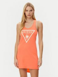 Guess Sukienka codzienna E3GP03 JA914 Pomarańczowy Regular Fit. Brązowe sukienki damskie Guess, na co dzień, m, z aplikacjami, z bawełny, bez kołnierzyka, bez ramiączek, proste. Za 109.99 zł.