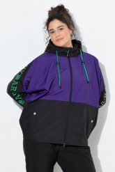 Damskie Kurtka funkcyjna kaptur oversize rękawy kimonowe. Fioletowe kurtki damskie Ulla Popken, plus size, bez wzorów, z materiału, z kapturem. Za 539.99 zł.