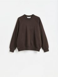 Gładka bluza oversize - brązowy. Brązowe bluzy bez kaptura męskie Reserved, l, z bawełny. Za 119.99 zł.
