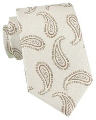 Elegancki Krawat Chattier - Kremowy we Wzór Paisley. Białe krawaty i muchy męskie Chattier, bez wzorów, z tkaniny, eleganckie. Za 55.00 zł.