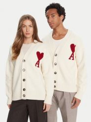 AMI Paris Kardigan BFUKC006.018 Écru Regular Fit. Kardigany męskie AMI PARIS, l, bez wzorów, z wełny, bez kołnierzyka. Za 1,829.00 zł.