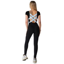 Kombinezon do Jogi Samarali Laguna. Czarne kombinezony damskie SAMARALI, l, bez wzorów, z bawełny, sportowe, bez kołnierzyka, bez ramiączek, krótkie. Za 425.00 zł.